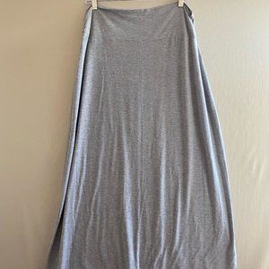 Grey Midi Skirt With Ruched Waist